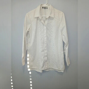 Lafayette 148 womens Small white pinstripe long sleeve button down shirt office